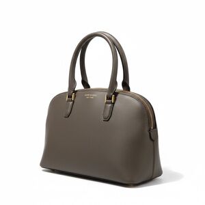 ✨ Henri Bendel Taupe Structured Dome Satchel Gold Hardware EUC